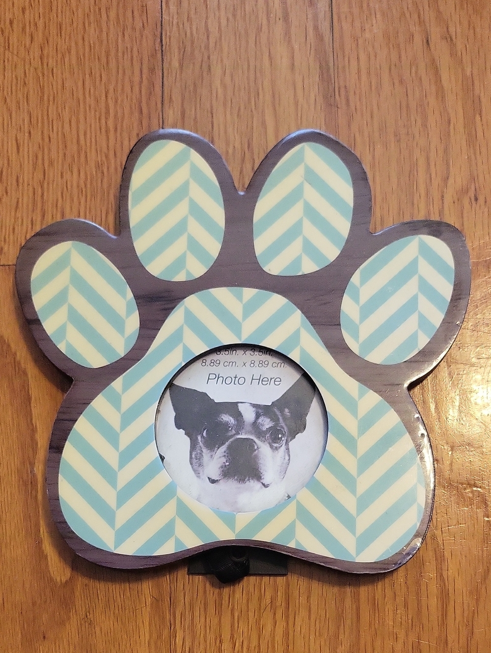 Pet Paw-Shaped Photo Frame - Blue & Cream